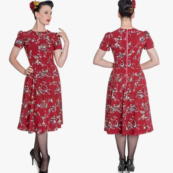 Hell Bunny Vixen Birdy Dress Retro Style - Picture 1 of 14